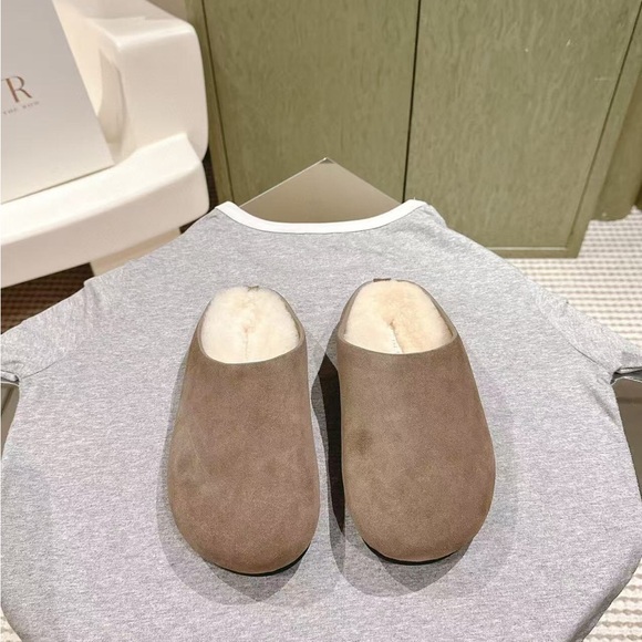 The Row Brown Suede Slippers
